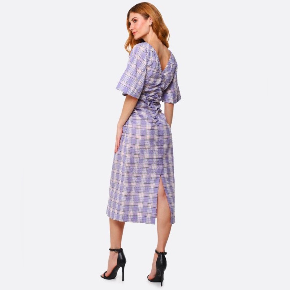Ganni Purple Plaid Midi Dress
